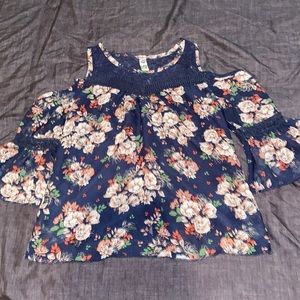 Blue,flowers girls blouse